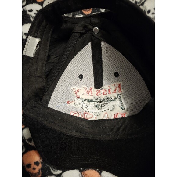 Kiss My Bass Black Hat Baseball Cap Adjustable Strap Embroidered Logo Bass Fish - Picture 4 of 4